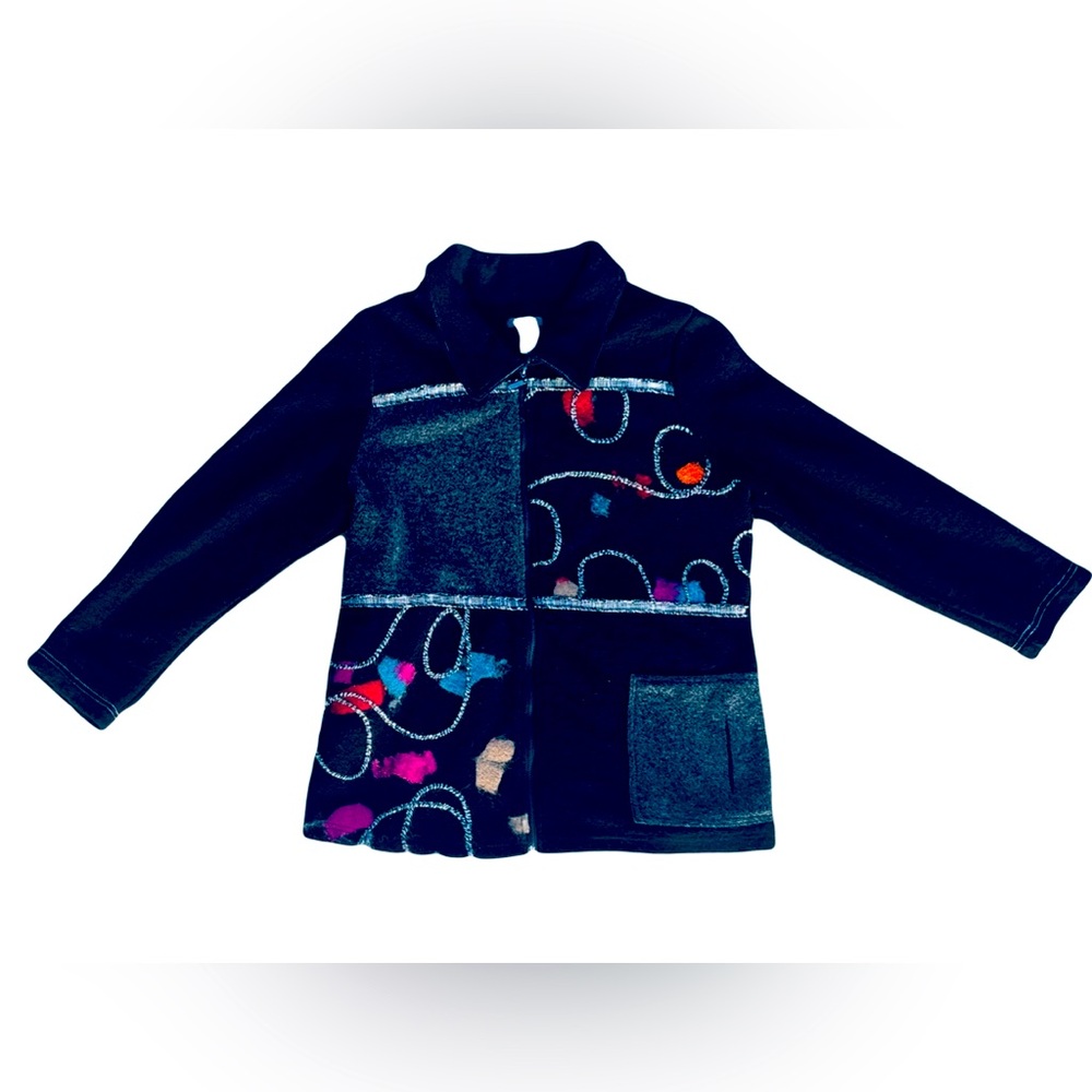 Dolcezza Coat Jacket Warm Wool Abstract Print Wearable Art Size Large